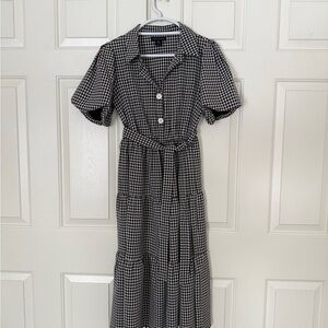 Stella & Julie Black and White Gingham Midi Dress